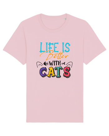 Life is better with cats Cotton Pink