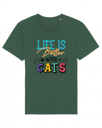 Life is better with cats Bottle Green