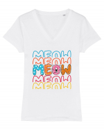 Meow Tricou mânecă scurtă guler V Damă Evoker