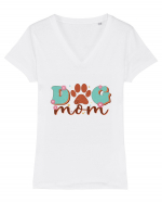 Dog Mom Tricou mânecă scurtă guler V Damă Evoker