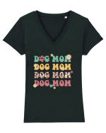 Dog Mom Tricou mânecă scurtă guler V Damă Evoker