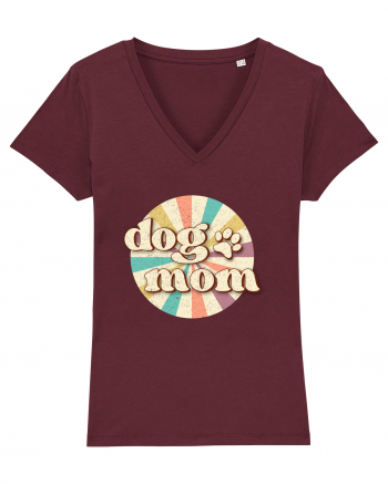 Dog Mom Retro Burgundy