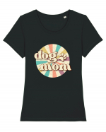 Dog Mom Retro Tricou mânecă scurtă guler larg fitted Damă Expresser