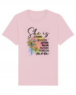 She is Strong Loving Warm Patient Fearless Mom Tricou mânecă scurtă Unisex Rocker