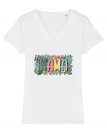 Flower Mama Tricou mânecă scurtă guler V Damă Evoker