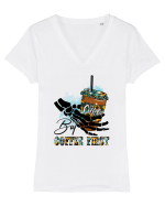 But Coffee First Tricou mânecă scurtă guler V Damă Evoker