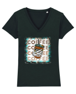 Coffee Tricou mânecă scurtă guler V Damă Evoker