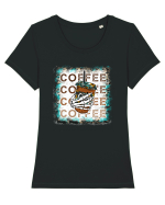Coffee Tricou mânecă scurtă guler larg fitted Damă Expresser