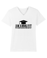 Am absolvit Pot acum sa ma-ntorc in pat? Tricou mânecă scurtă guler V Bărbat Presenter