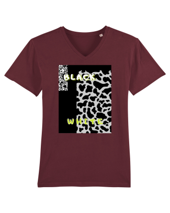BLACK & WHITE PRINT Burgundy