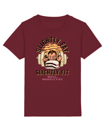 Un pic gras aproape fit. Tricou de mers la sală Burgundy