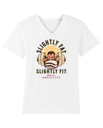 Un pic gras aproape fit. Tricou de mers la sală Tricou mânecă scurtă guler V Bărbat Presenter
