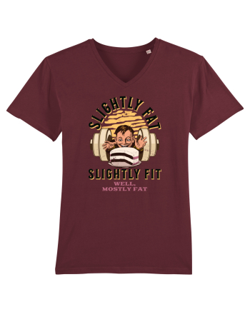 Un pic gras aproape fit. Tricou de mers la sală Burgundy
