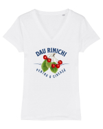 Dau rinichi pentru o cireașă Tricou mânecă scurtă guler V Damă Evoker