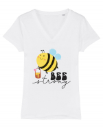 Bee Strong Tricou mânecă scurtă guler V Damă Evoker