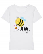 Bee Strong Tricou mânecă scurtă guler larg fitted Damă Expresser