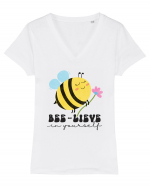 Bee-Lieve in Yourself Tricou mânecă scurtă guler V Damă Evoker