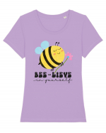 Bee-Lieve in Yourself Tricou mânecă scurtă guler larg fitted Damă Expresser