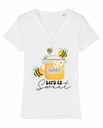 Honey Life Is Sweet Tricou mânecă scurtă guler V Damă Evoker