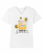 Honey Life Is Sweet Tricou mânecă scurtă guler V Bărbat Presenter