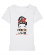 Camping Hair Don't Care Tricou mânecă scurtă guler larg fitted Damă Expresser