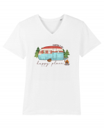 Camping is my happy place Tricou mânecă scurtă guler V Bărbat Presenter