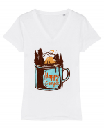 Happy Camper Tricou mânecă scurtă guler V Damă Evoker