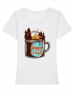 Happy Camper Tricou mânecă scurtă guler larg fitted Damă Expresser