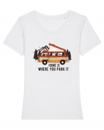 Home is where you park it Tricou mânecă scurtă guler larg fitted Damă Expresser