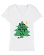 If you can't hug people hug a tree Tricou mânecă scurtă guler V Damă Evoker