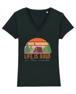 Life is good in the woods Tricou mânecă scurtă guler V Damă Evoker