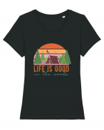 Life is good in the woods Tricou mânecă scurtă guler larg fitted Damă Expresser