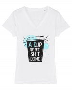 A Cup of Get Shit Done Tricou mânecă scurtă guler V Damă Evoker