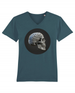 Craniu (cu creier) skullbrain 01 Tricou mânecă scurtă guler V Bărbat Presenter