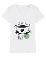 A Cup Of Happy Tricou mânecă scurtă guler V Damă Evoker