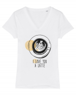 I Love You A Latte Tricou mânecă scurtă guler V Damă Evoker