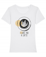 I Love You A Latte Tricou mânecă scurtă guler larg fitted Damă Expresser