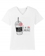 Ice Coffee is My Love Language Tricou mânecă scurtă guler V Bărbat Presenter