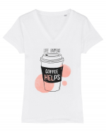 Life Happens Coffee Helps Tricou mânecă scurtă guler V Damă Evoker