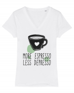 More Espresso Less Depresso Tricou mânecă scurtă guler V Damă Evoker