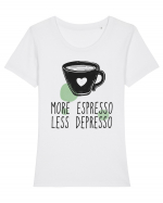 More Espresso Less Depresso Tricou mânecă scurtă guler larg fitted Damă Expresser