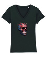 Craniu skullmaul 01 Tricou mânecă scurtă guler V Damă Evoker