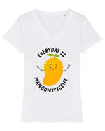 Everyday Is Mangonificent Tricou mânecă scurtă guler V Damă Evoker