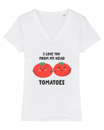 I Love You From My Head Tomatoes Tricou mânecă scurtă guler V Damă Evoker