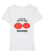 I Love You From My Head Tomatoes Tricou mânecă scurtă guler larg fitted Damă Expresser