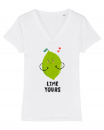 Lime Yours Tricou mânecă scurtă guler V Damă Evoker