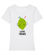 Lime Yours Tricou mânecă scurtă guler larg fitted Damă Expresser