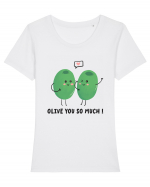 Olive You So Much! Tricou mânecă scurtă guler larg fitted Damă Expresser