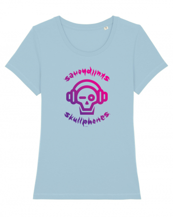 Craniu cu casti - skullphones logo Sky Blue