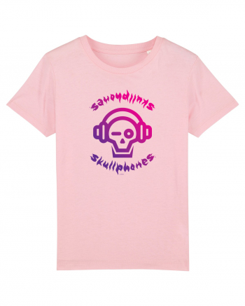 Craniu cu casti - skullphones logo Cotton Pink